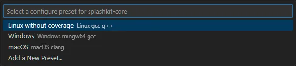 Select Linux preset